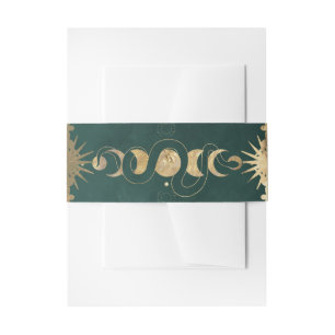 Bandeau De Faire-part Emerald Green & Faux Gold Tarot Mariage céleste