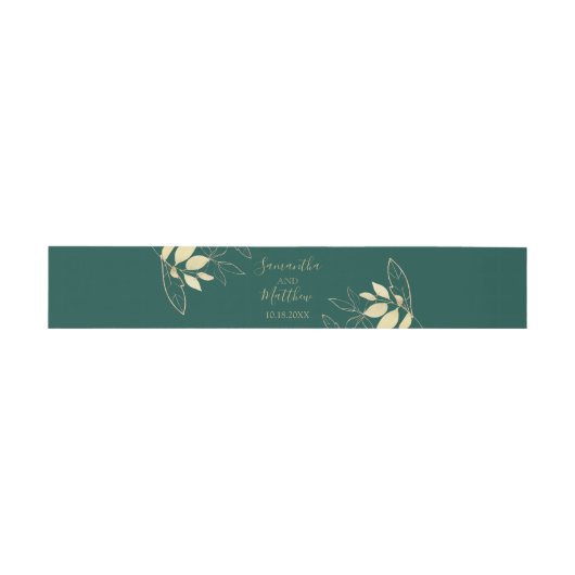 Bandeau De Faire-part Emerald Green & Gold Modern Foliing Mariage (Plat)