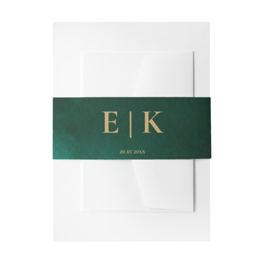 Bandeau De Faire-part Emerald Green & Gold Monogram Wedding (Devant example)