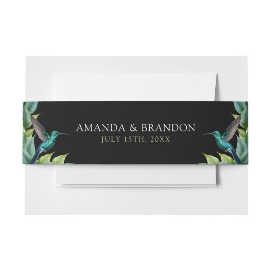 Bandeau De Faire-part Emerald Hummingbird Tropical Feuille Mariage (Devant Example)