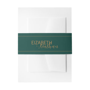 Bandeau De Faire-part Émeraude verte et Mariage or