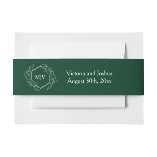 Bandeau De Faire-part Émeraude verte Monogram Crest (Devant Example)