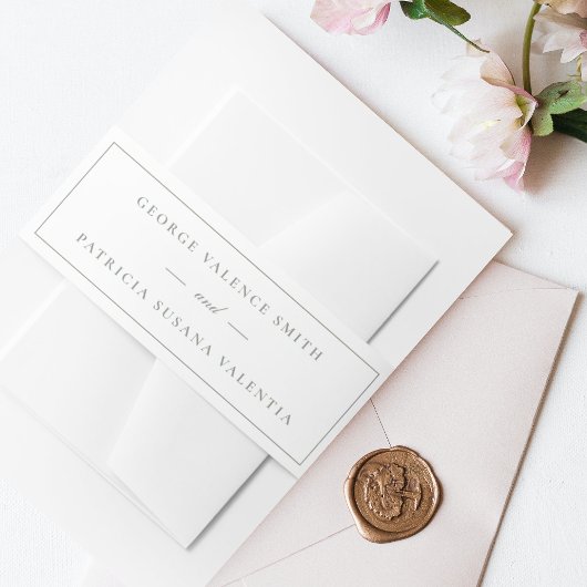 Bandeau De Faire-part encadré | Calligraphie Elegant Vert Mariage blanc