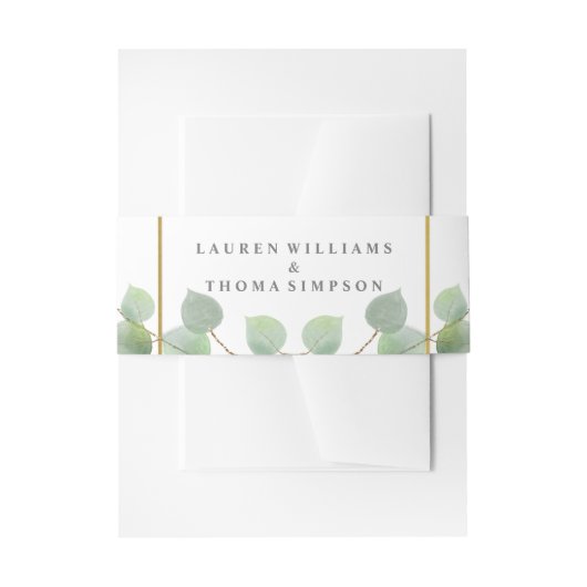 Bandeau De Faire-part Eucalpytus Gold Parties scintillant (Devant example)