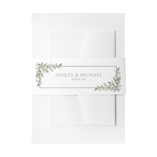 Bandeau De Faire-part Eucalyptus Botanique Sage Vert Mariage d'aquarelle (Devant example)