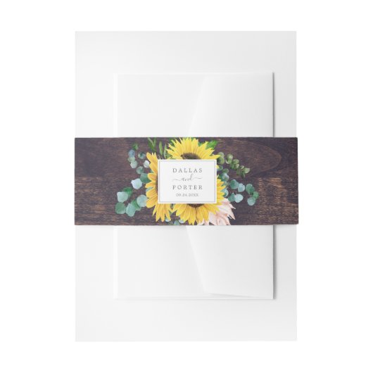 Bandeau De Faire-part Eucalyptus de tournesol russe | Mariage bois (Devant example)