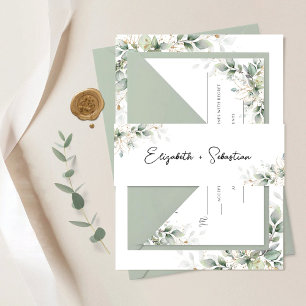 Bandeau De Faire-part Eucalyptus Floral Faire-part de mariage Belly Band