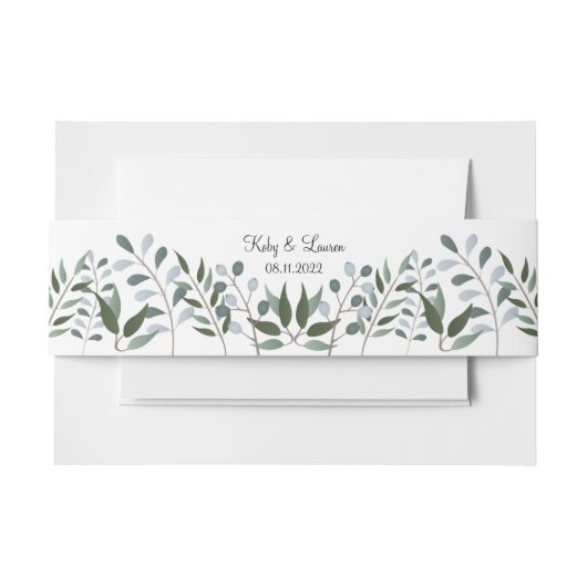 Bandeau De Faire-part Eucalyptus Green Anniversaire Floral Date (Devant Example)