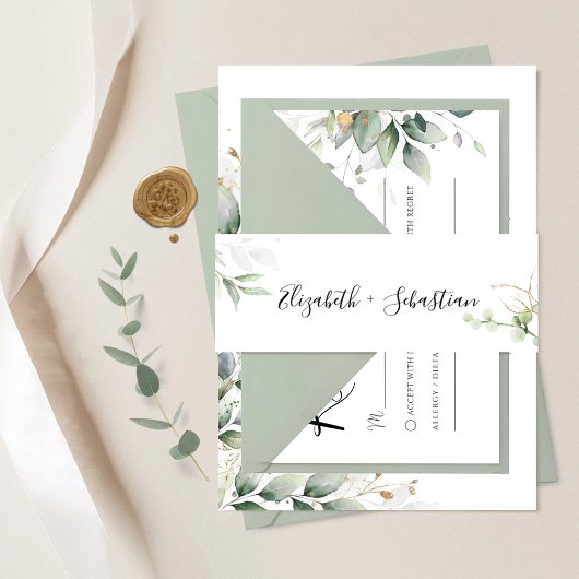 Bandeau De Faire-part Eucalyptus Leaf Faire-part de mariage Belge Band