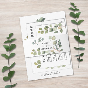 Bandeau De Faire-part Eucalyptus minimaliste contemporain