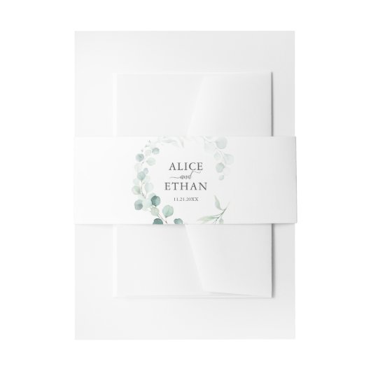 Bandeau De Faire-part Eucalyptus rustique Script été (Devant example)