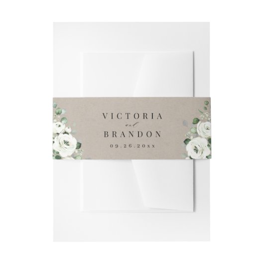 Bandeau De Faire-part Eucalyptus Verdure blanc floral rustique mariage (Devant example)