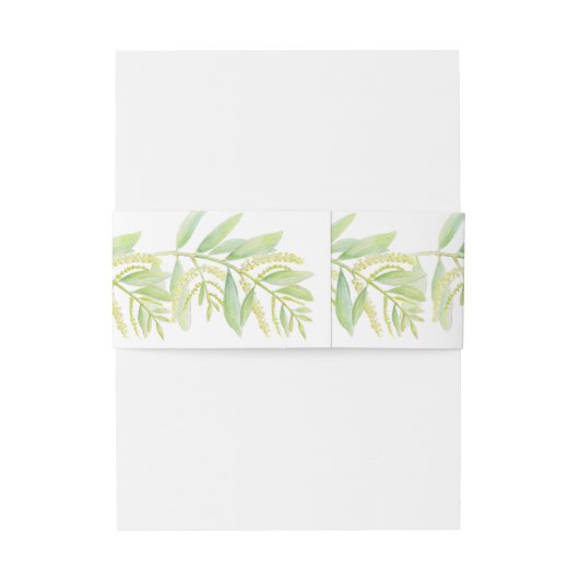 Bandeau De Faire-part Eucalyptus vert feuille crème aquarelle (Dos Example)