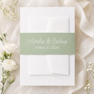 Bandeau De Faire-part Faire-Part de Mariage à l'Écriture Verte Sage avec