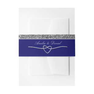 Bandeau De Faire-part Faire-part de mariage bleu argenté tour de ventre