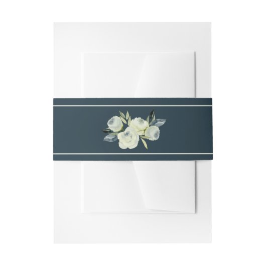 Bandeau De Faire-part Faire-part de mariage bleu marine floral enchanté (Devant example)