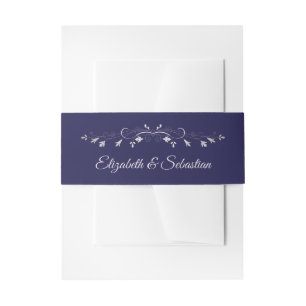 Bandeau De Faire-part Faire-part de mariage élégant argent sur bleu mari
