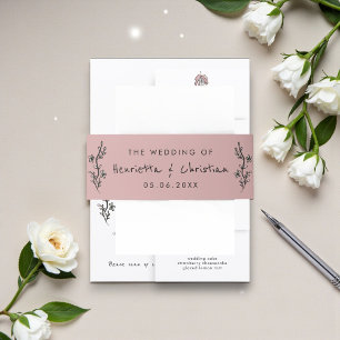Bandeau De Faire-part Faire-Part de Mariage Floral Rose Dessiné à la Mai