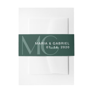 Bandeau De Faire-part Faire-part de mariage minimal de monogramme vert é