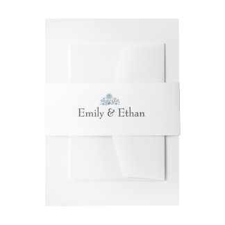 Bandeau De Faire-part Faire-part de mariage Monogramme Floral Bleu Pouss