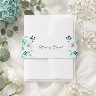 Bandeau De Faire-part Faisceau de mariage à fleurs sauvages sarcelle pou