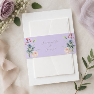 Bandeau De Faire-part Faisceau de mariage floral lilas pour enveloppe d'