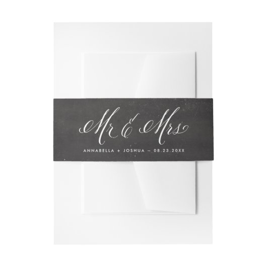 Bandeau De Faire-part Faux Chalkboard M. & Mme Elegant Script Mariage (Devant example)