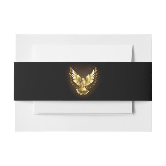 Bandeau De Faire-part Faux Gold Foil Peace Dove en noir (Devant Example)