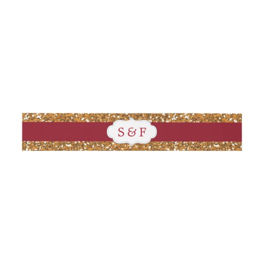 Bandeau De Faire-part Faux Gold Parties scintillant Maroon Red Mariage M (Plat)