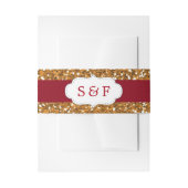 Bandeau De Faire-part Faux Gold Parties scintillant Maroon Red Mariage M (Devant example)