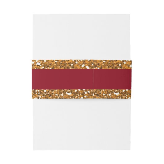 Bandeau De Faire-part Faux Gold Parties scintillant Maroon Red Mariage M (Dos Example)