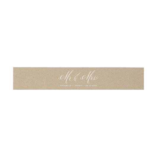 Bandeau De Faire-part Faux Kraft Papier M. & Mme Elegant Script Mariage (Plat)