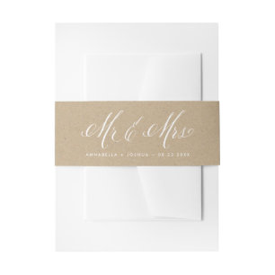 Bandeau De Faire-part Faux Kraft Papier M. & Mme Elegant Script Mariage
