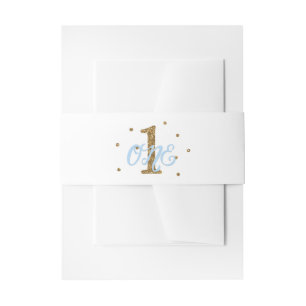 Bandeau De Faire-part Fête d'anniversaire des garçons Blue & Gold UN an