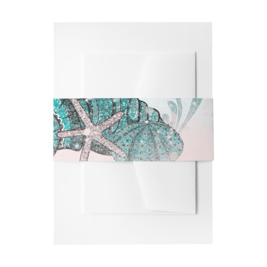 Bandeau De Faire-part Fête Sweet 16 Teal Under the Sea Shells Beach (Devant example)