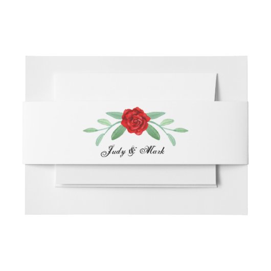 Bandeau De Faire-part Feuillage de verdure floral rouge (Devant Example)