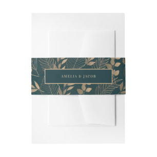 Bandeau De Faire-part Feuille de feuillage d'or