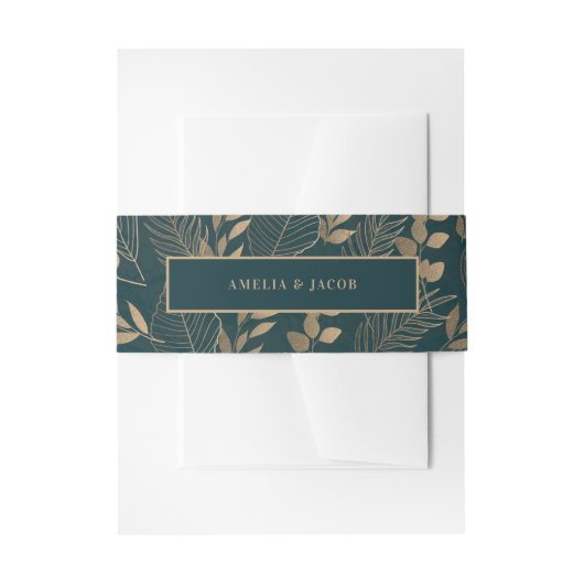 Bandeau De Faire-part Feuille de feuillage d'or (Devant example)