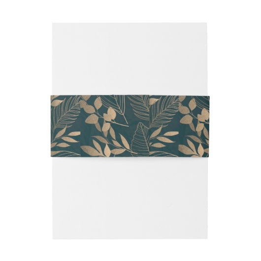 Bandeau De Faire-part Feuille de feuillage d'or (Dos Example)