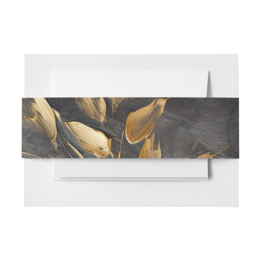 Bandeau De Faire-part Feuille d'or Impasto noir (Devant Example)