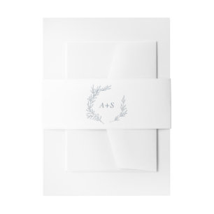 Bandeau De Faire-part Feuille minimale   Dusty Blue Monogram Mariage