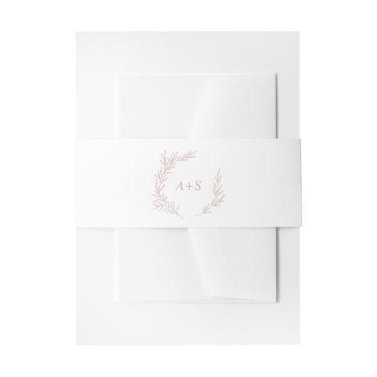 Bandeau De Faire-part Feuille minimale | Mariage de monogramme rose (Devant example)