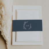 Bandeau De Faire-part Feuille minimale | Mariage Monogramme bleu ardoise