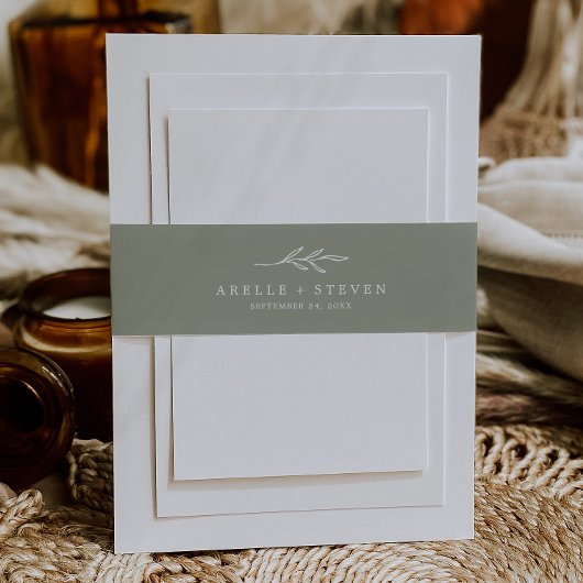Bandeau De Faire-part Feuille minimale | Mariage vert Sage