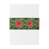 Bandeau De Faire-part Feuille verte et fleur rouge (Dos Example)