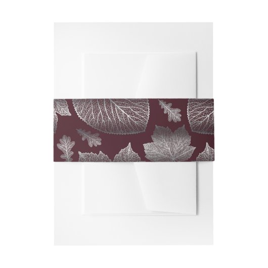 Bandeau De Faire-part feuilles de burgundy et d'argent mariage (Devant example)