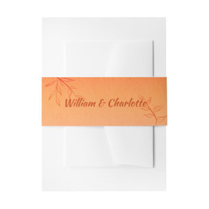 Bandeau De Faire-part Feuilles de la ligne orange brûlés Ombré Mariage d