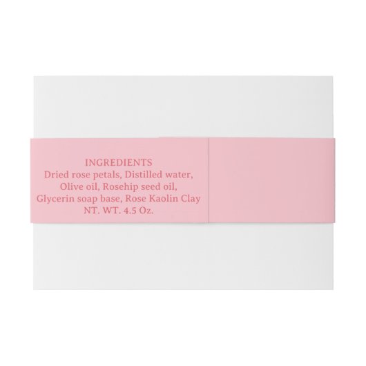 Bandeau De Faire-part Feuilles rose Blush Soap Band Wrap (Dos exemple)