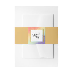 Bandeau De Faire-part Fierté arc-en-ciel avec Mariage de cadre or