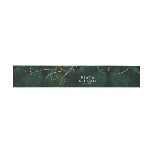Bandeau De Faire-part Fine Lines Gold Abstrait Mariage V1 Emerald ID867 (Plat)